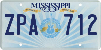 MS license plate ZPA712