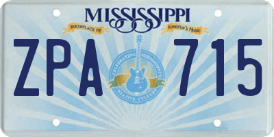 MS license plate ZPA715