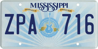 MS license plate ZPA716
