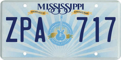 MS license plate ZPA717