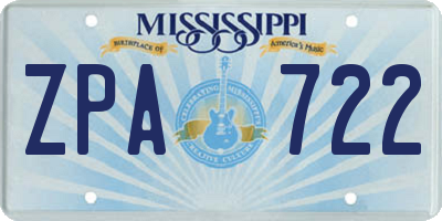 MS license plate ZPA722