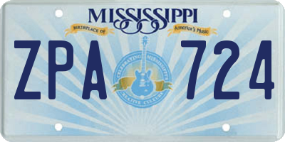 MS license plate ZPA724