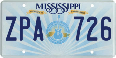 MS license plate ZPA726