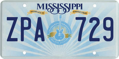 MS license plate ZPA729