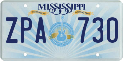 MS license plate ZPA730