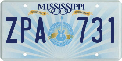 MS license plate ZPA731