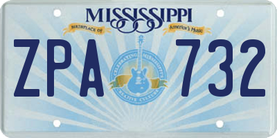 MS license plate ZPA732
