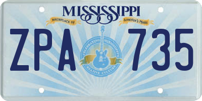 MS license plate ZPA735