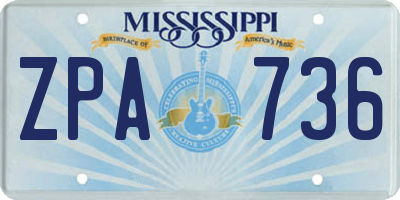 MS license plate ZPA736