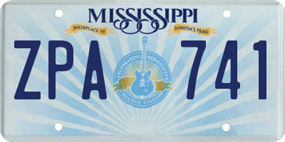 MS license plate ZPA741