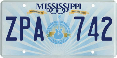 MS license plate ZPA742