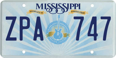 MS license plate ZPA747