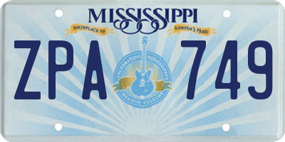 MS license plate ZPA749