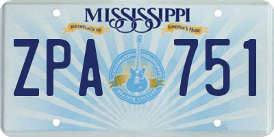 MS license plate ZPA751