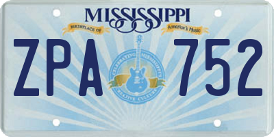 MS license plate ZPA752