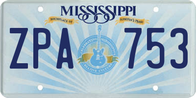 MS license plate ZPA753
