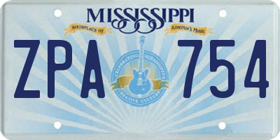 MS license plate ZPA754