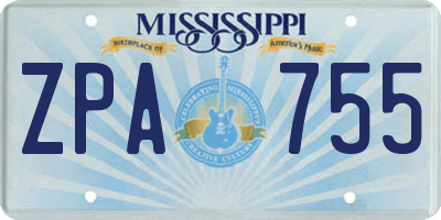 MS license plate ZPA755