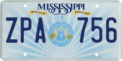 MS license plate ZPA756