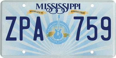MS license plate ZPA759
