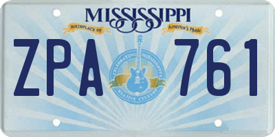 MS license plate ZPA761