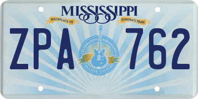 MS license plate ZPA762