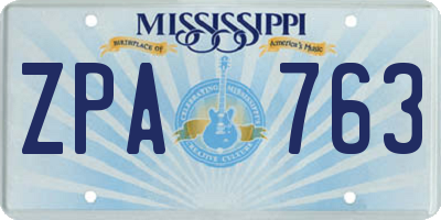 MS license plate ZPA763