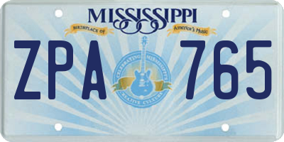 MS license plate ZPA765