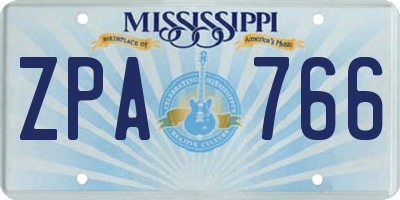 MS license plate ZPA766