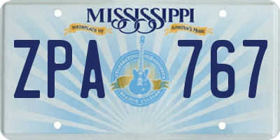 MS license plate ZPA767