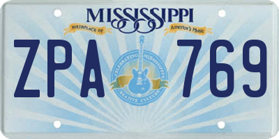 MS license plate ZPA769