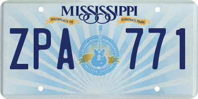 MS license plate ZPA771