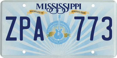 MS license plate ZPA773