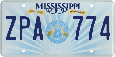MS license plate ZPA774