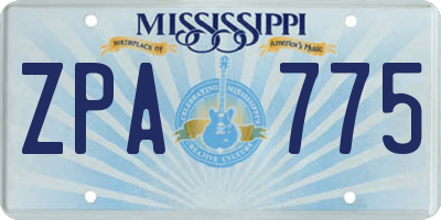 MS license plate ZPA775