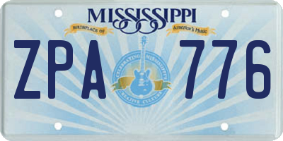 MS license plate ZPA776