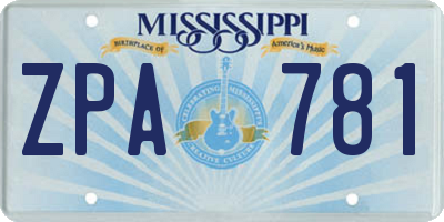 MS license plate ZPA781