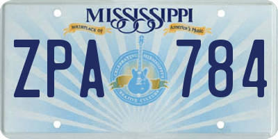 MS license plate ZPA784