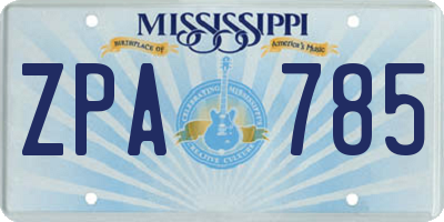 MS license plate ZPA785