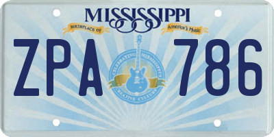 MS license plate ZPA786
