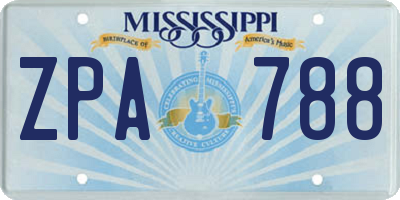 MS license plate ZPA788