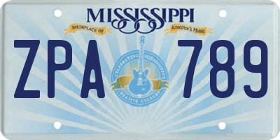 MS license plate ZPA789
