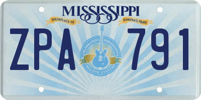 MS license plate ZPA791