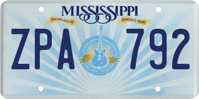 MS license plate ZPA792