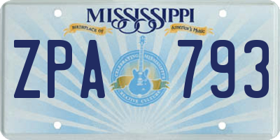 MS license plate ZPA793
