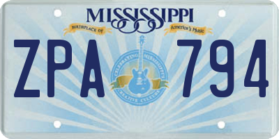 MS license plate ZPA794