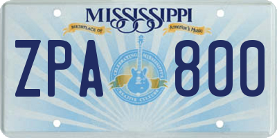 MS license plate ZPA800