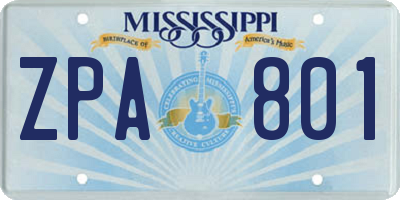 MS license plate ZPA801
