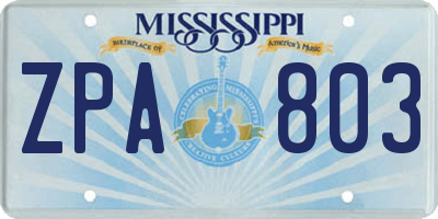MS license plate ZPA803