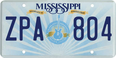 MS license plate ZPA804